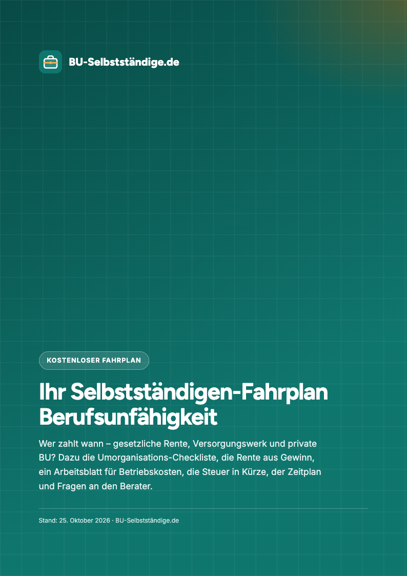 Cover des Selbstständigen-Fahrplans Berufsunfähigkeit